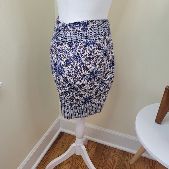 ZARA Sarong The Mina Wrap Skirt Bathing Suit Cover Blue White Women's Size L NWT - Picture 5 of 15